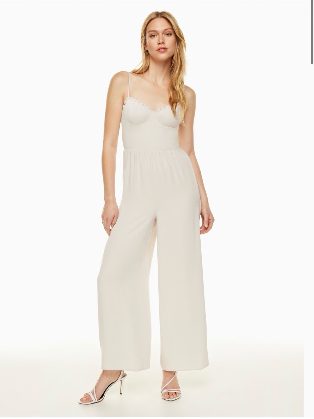 Wilfred Cream Smocked Bodice Wide-Leg Jumpsuit